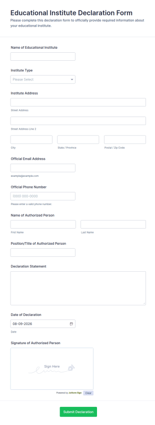 Educational Institute Declaration Form Template