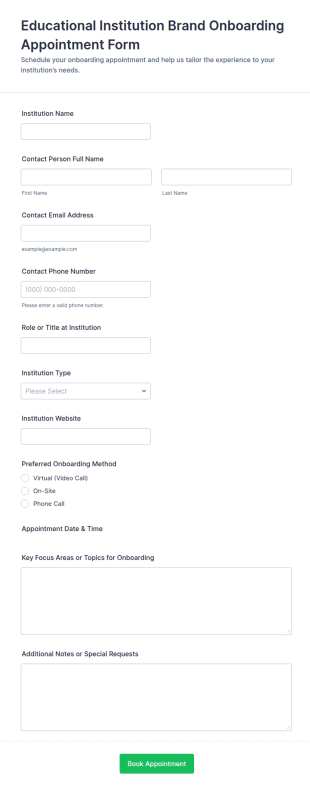 Educational Institution Brand Onboarding Appointment Form Template