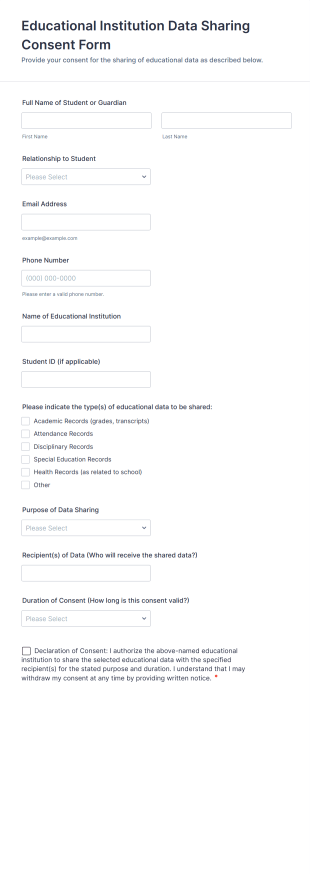 Educational Institution Data Sharing Consent Form Template