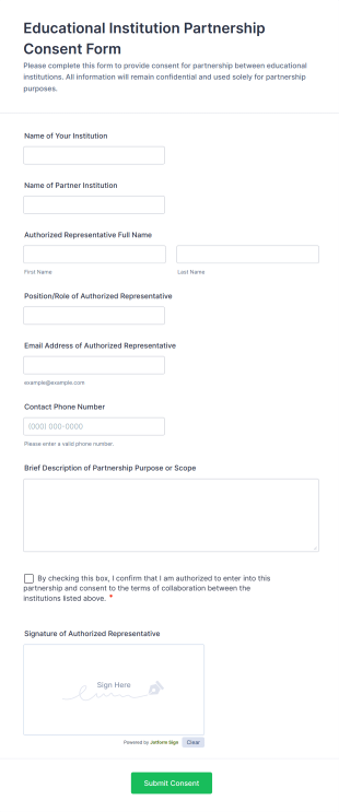Educational Institution Partnership Consent Form Template