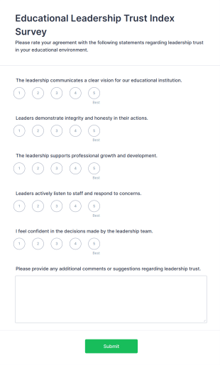 Educational Leadership Trust Index Survey Form Template