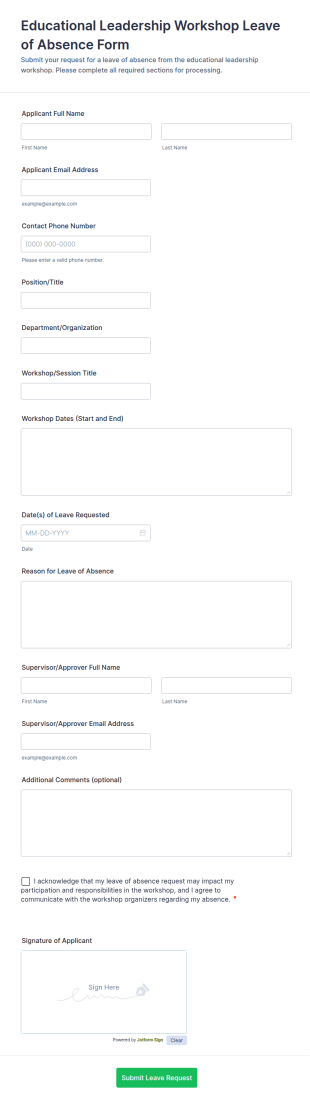 Educational Leadership Workshop Leave Of Absence Form Template