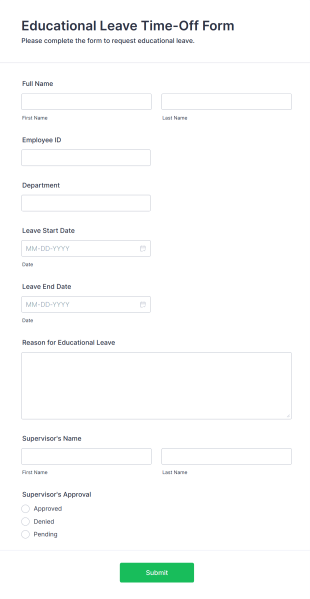 Educational Leave Time Off Form Template