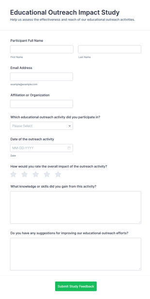 Educational Outreach Impact Study Form Template