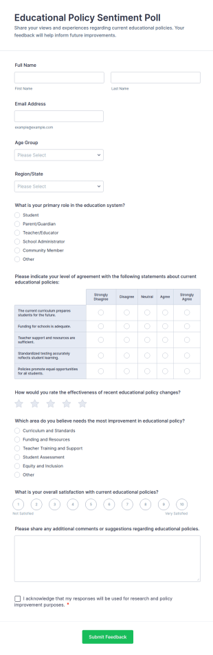 Educational Policy Sentiment Poll Form Template