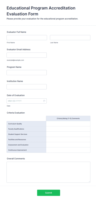 Educational Program Accreditation Evaluation Form Form Template