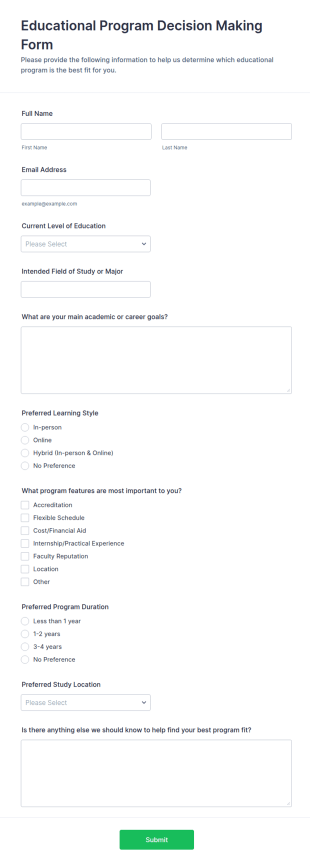Educational Program Decision Making Form Template