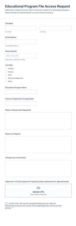 Educational Program File Access Request Form Template