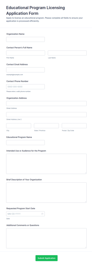Educational Program Licensing Application Form Template