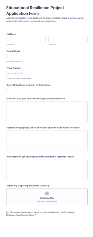 Educational Resilience Project Application Form Template