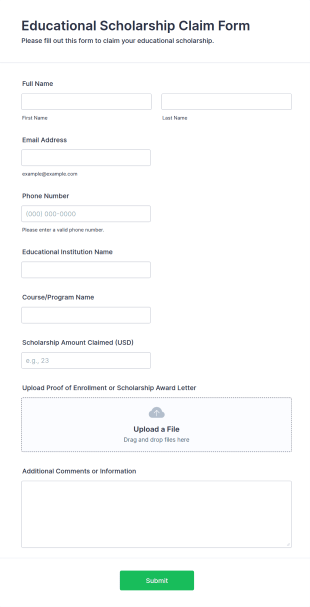 Educational Scholarship Claim Form Template