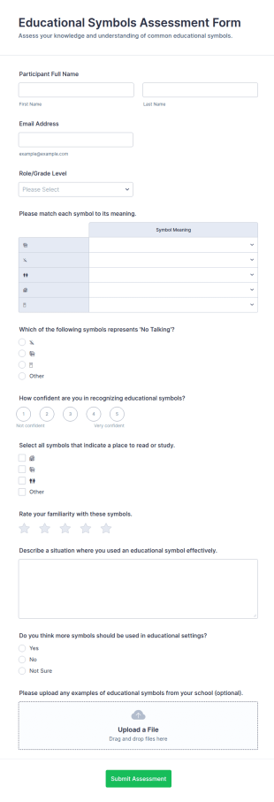 Educational Symbols Assessment Form Template
