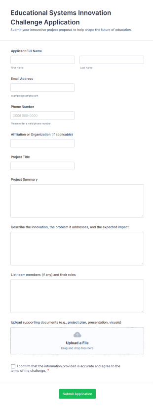 Educational Systems Innovation Challenge Application Form Template