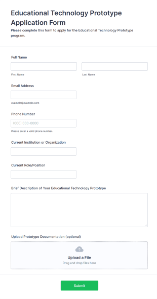 Educational Technology Prototype Application Form Template