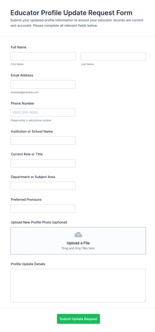 Educator Profile Update Request Form Template
