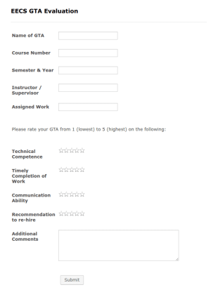 EECS GTA Evaluation Form Template
