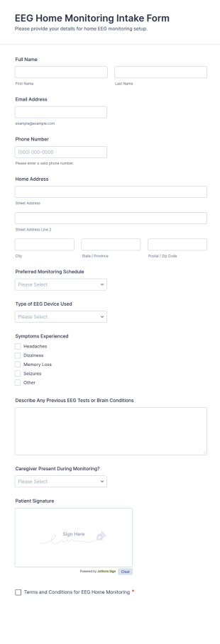 EEG Home Monitoring Intake Form Template