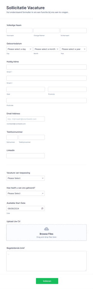 Eenvoudig Sollicitatieformulier
