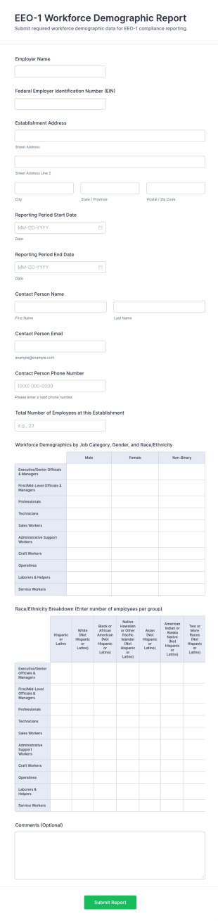 EEO 1 Workforce Demographic Report Form Template