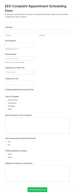EEO Complaint Appointment Scheduling Form Template