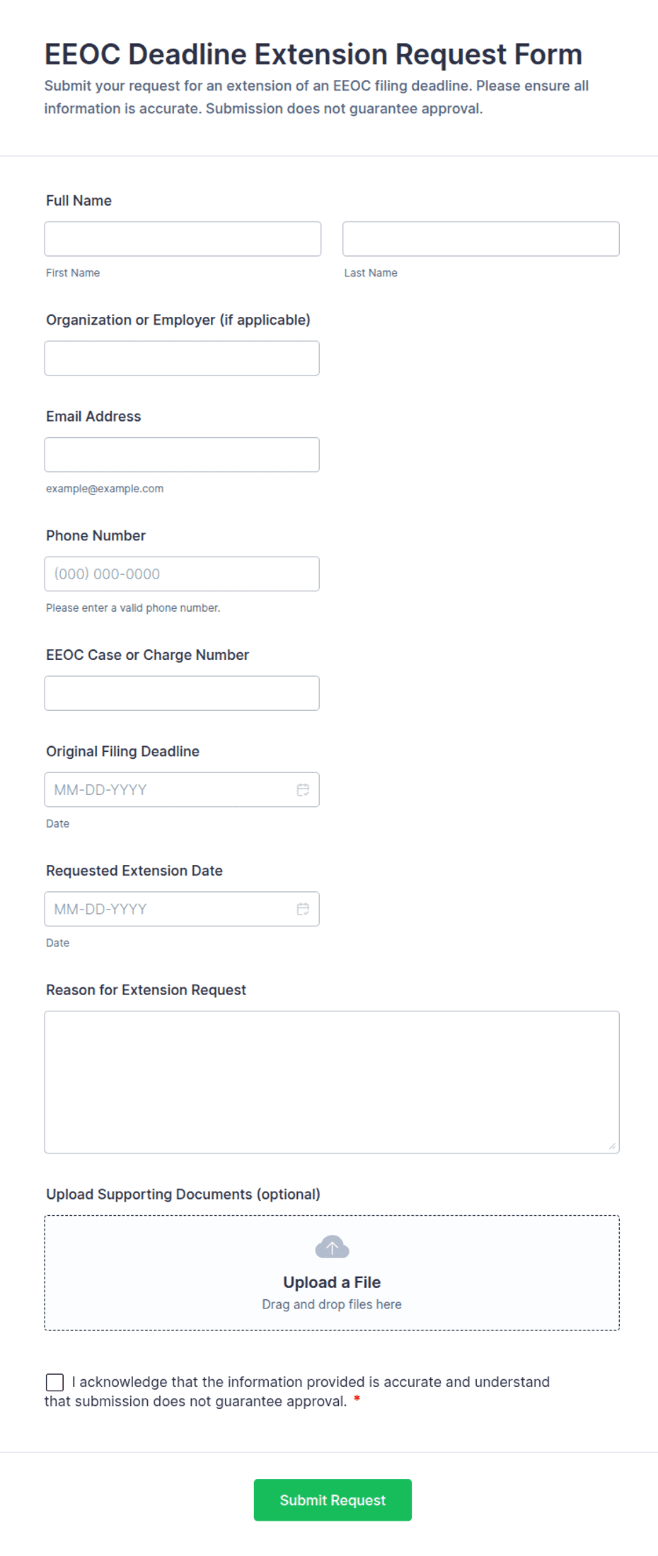 EEOC Deadline Extension Request Form Template | Jotform