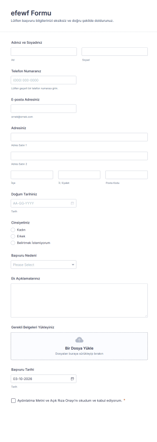 Efewf Form Şablonu