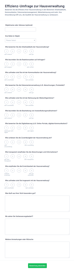 Effizienzbewertung Für Die Immobilienverwaltung Survey