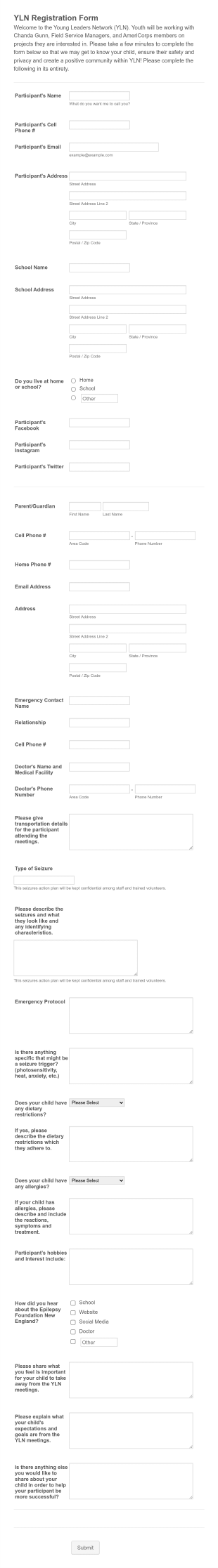EFNE YLN Registration Form Template
