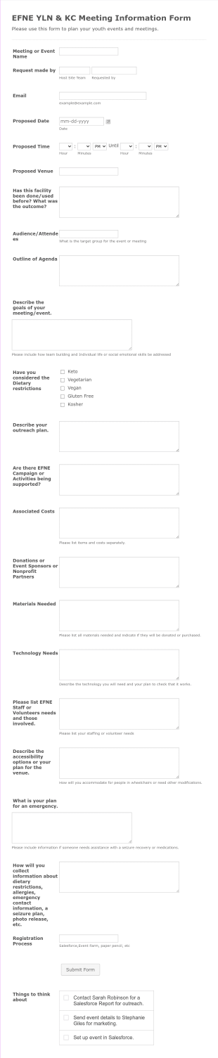 EFNE Youth Event/Meeting Form Template