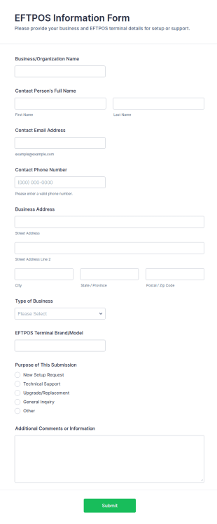 EFTPOS Information Form Template
