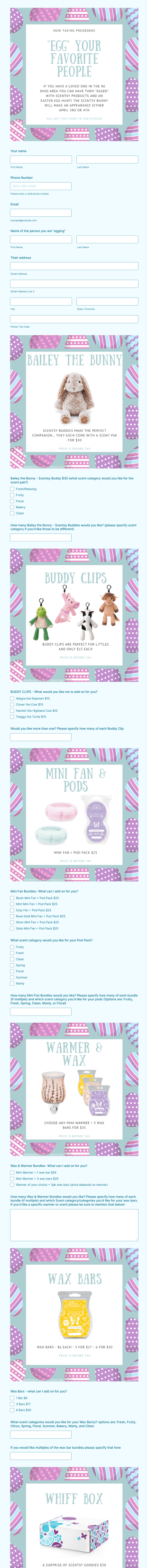 Personalized Egg Basket Order Form Template