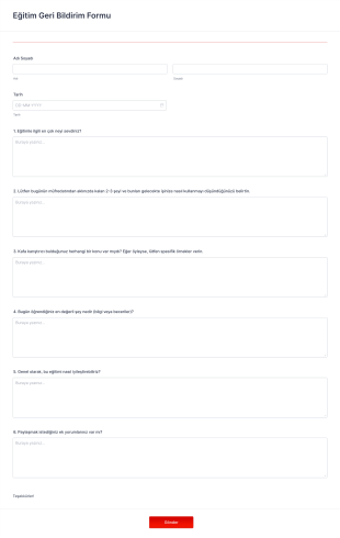 EğitimDers Geri Bildirim Form Şablonu