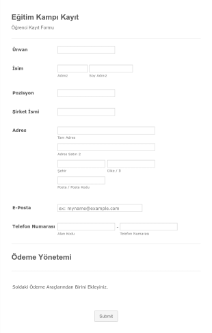 Egitim Kampi Kayit Form Template