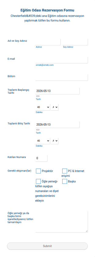 Egitim Odasi Rezervasyon Form Şablonu
