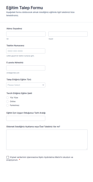 Eğitim Talep Form Şablonu