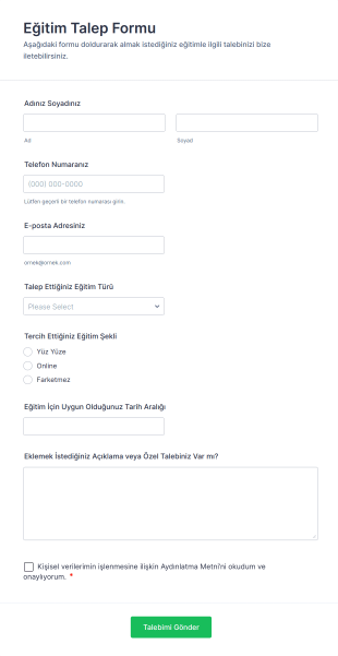 Eğitim Talep Form Template