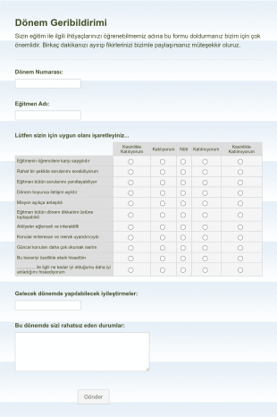 Egitmen Degerlendirme Anketi Form Şablonu