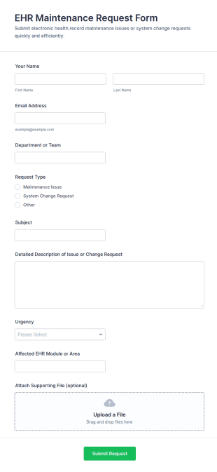 EHR Maintenance Request Form Template
