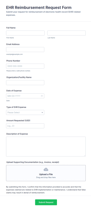 EHR Reimbursement Request Form Template