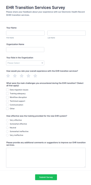 EHR Transition Services Survey Form Template