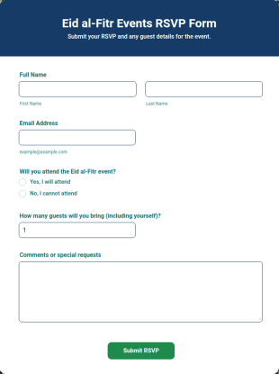 Eid Al Fitr Events RSVP Form Template