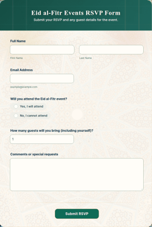 Eid Al Fitr Events RSVP Form Template
