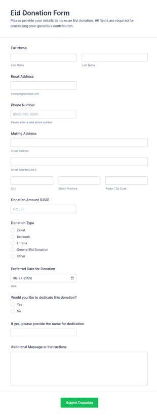 Eid Donation Form Template