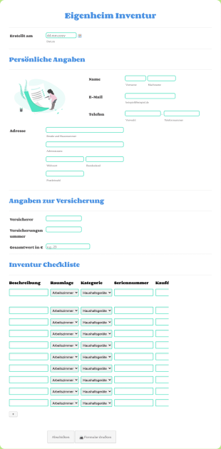 Eigenheim Inventur Form Template