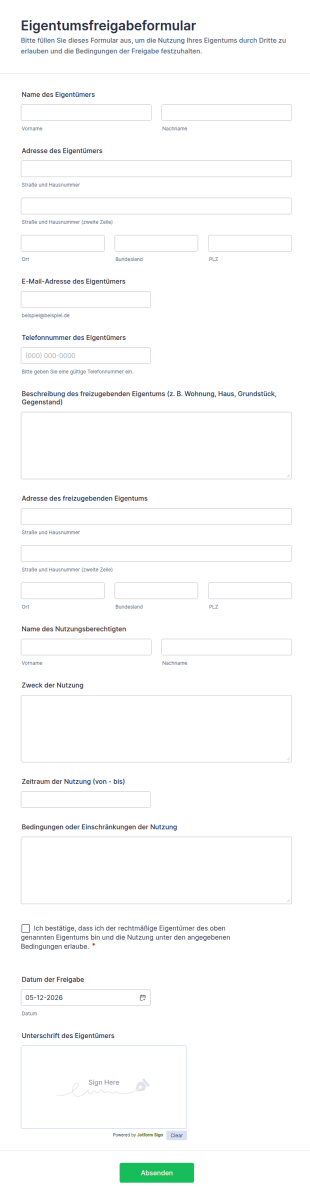 Eigentumsfreigabeformular