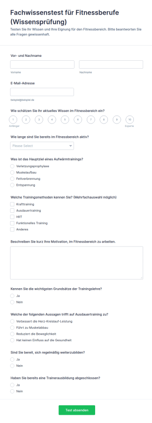 Eignungstest Für Fitnesstrainer Fragebogen