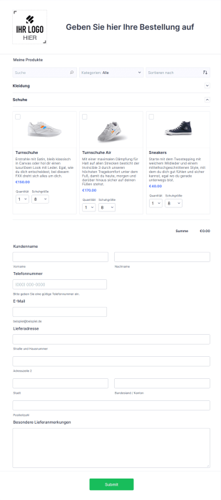 Einfaches Bestellformular