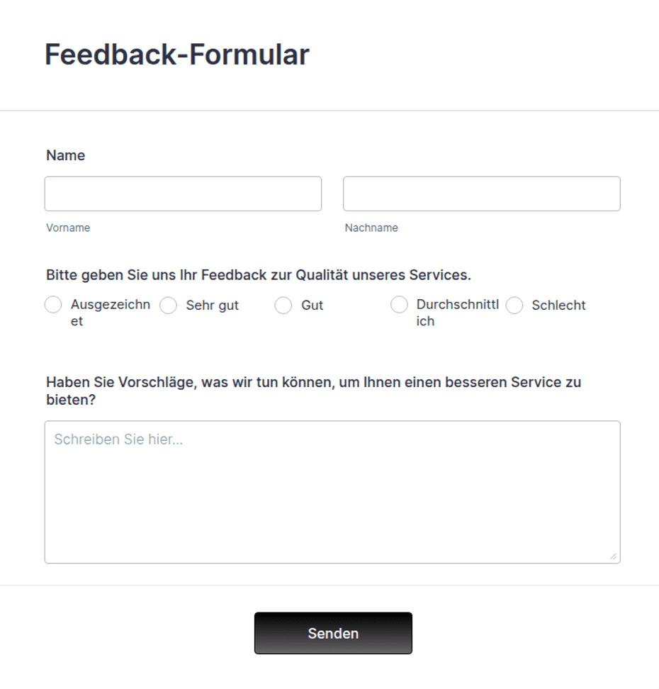 Einfaches Feedback-Formular Formularvorlage | Jotform
