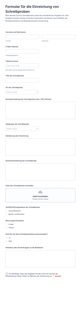 Eingabe Von Schreibproben Formular