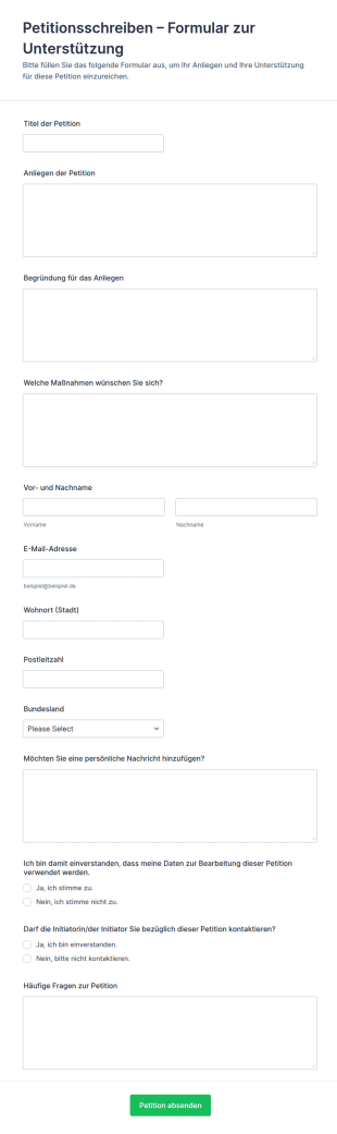 Eingabe Zur Petition Form